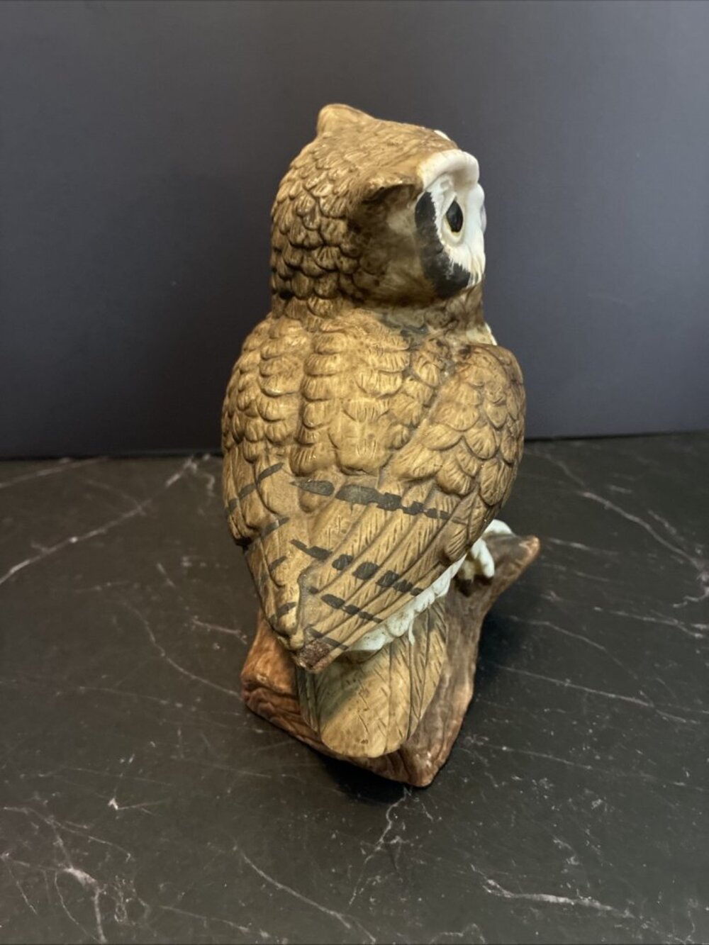 Vintage Ceramic Owl Figurine Brown White Woodland Bird Statue Decor 5 Inch - Picture 3 of 6